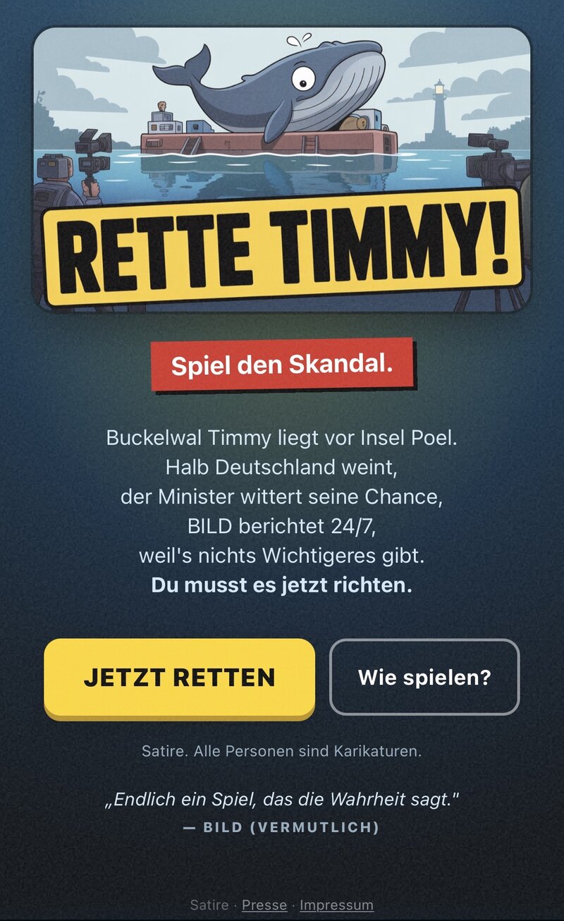 Splash-Bildschirm mit Hero-Illustration und JETZT-RETTEN-Button